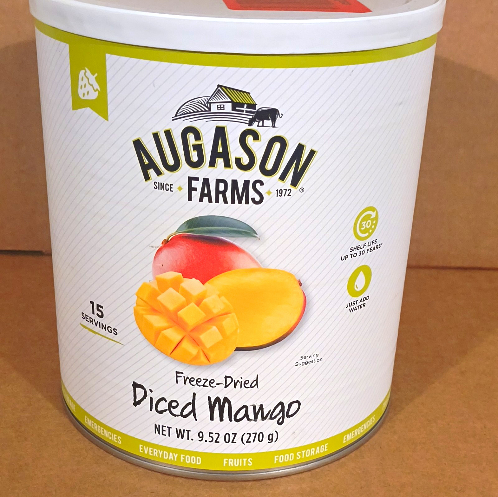 Augason Farms Freeze-Dried Diced Mango 9.52 oz (270 g) 15 Servings BB 04/2054