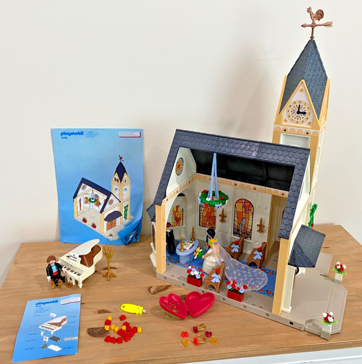 RARE Playmobil Wedding Church Bride/Groom Set LOT 4296 AND 4309 Grand Piano Set