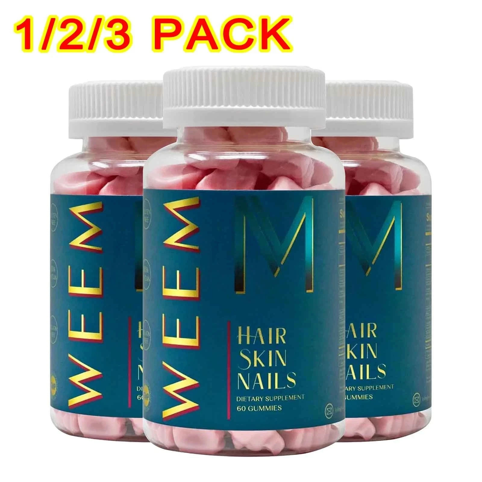 3 Pack WEEM Hair Skin & Nails Gummies Support Healthy Hair Vegan biotin Vitamin 3 Pack WEEM Hair Skin & Nails Gummies Support Healthy Hair Vegan biotin Vitamin