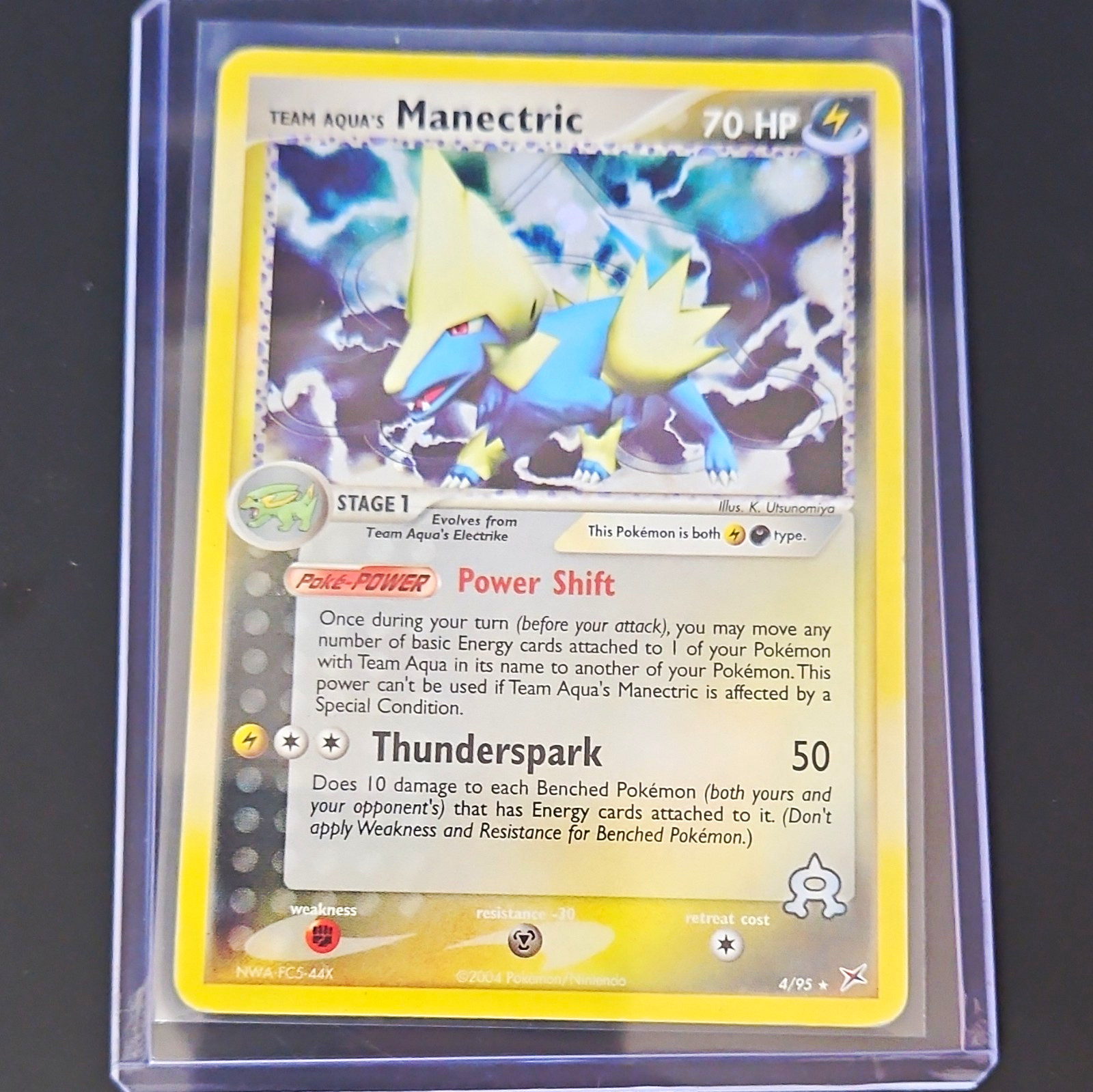 Pokemon TCG Team Aqua\'s Manectric 4/95 Holo Rare 70 HP EN 2004 Pokemon TCG Team Aqua\'s Manectric 4/95 Holo Rare 70 HP EN 2004