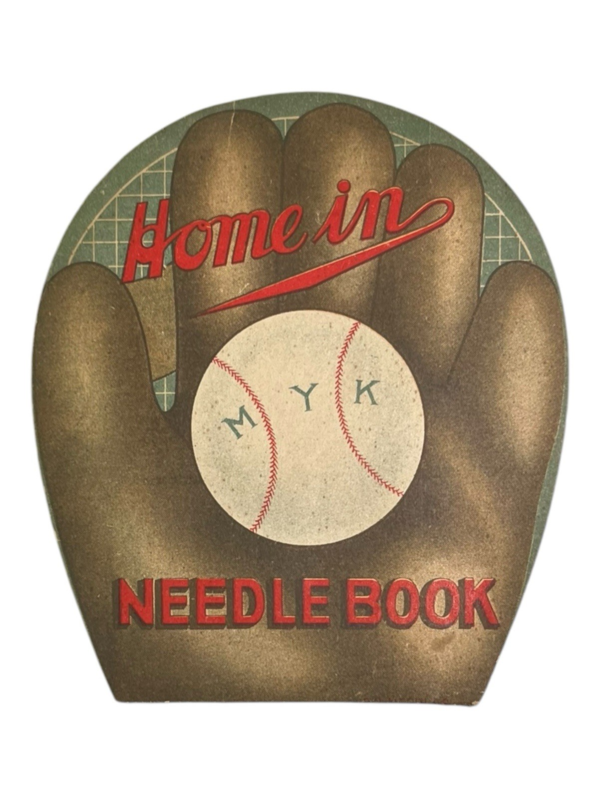 Vintage c. 1910's Home in Needle Book Baseball Themed w Catcher Runner Graphic