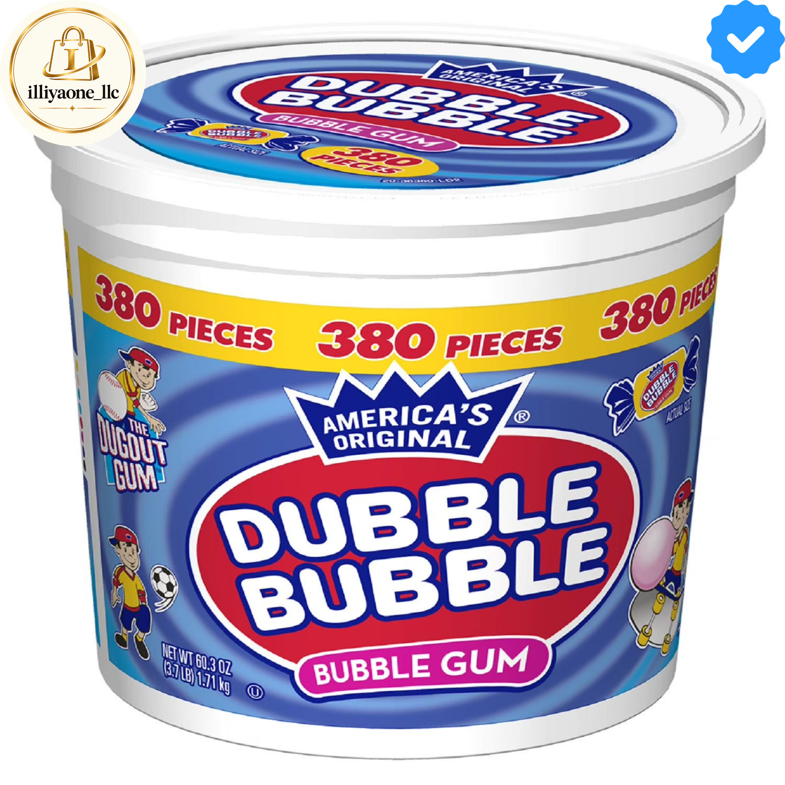 Dubble Bubble Bubble Gum 380 Pieces – Original Flavor Bulk Tub. 