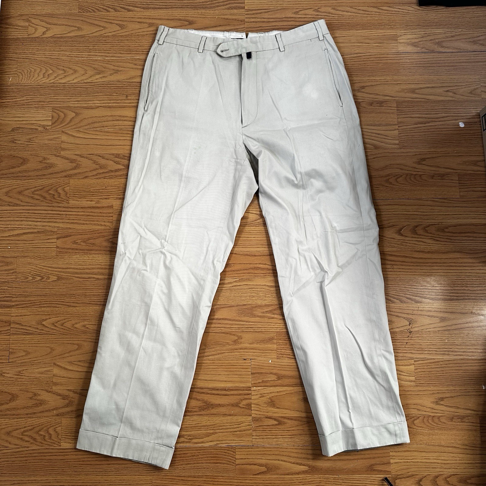 INCOTEX Venezia 1951 Khaki Pants Cotton Flat Front Chino US 36 Used Small Stain