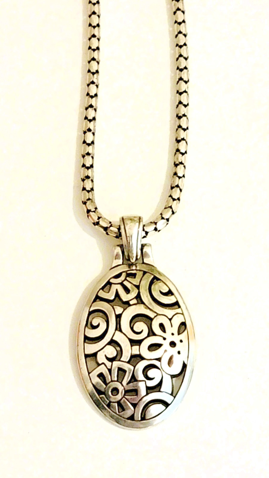 Brighton Floral Scroll Oval Pendant Necklace 