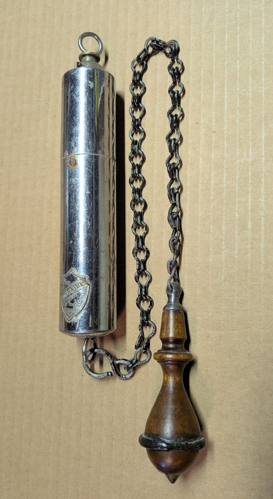 Rare Antique Deodorizer with Toilet Cistern Oak Pull and Chain Bathroom Hardware