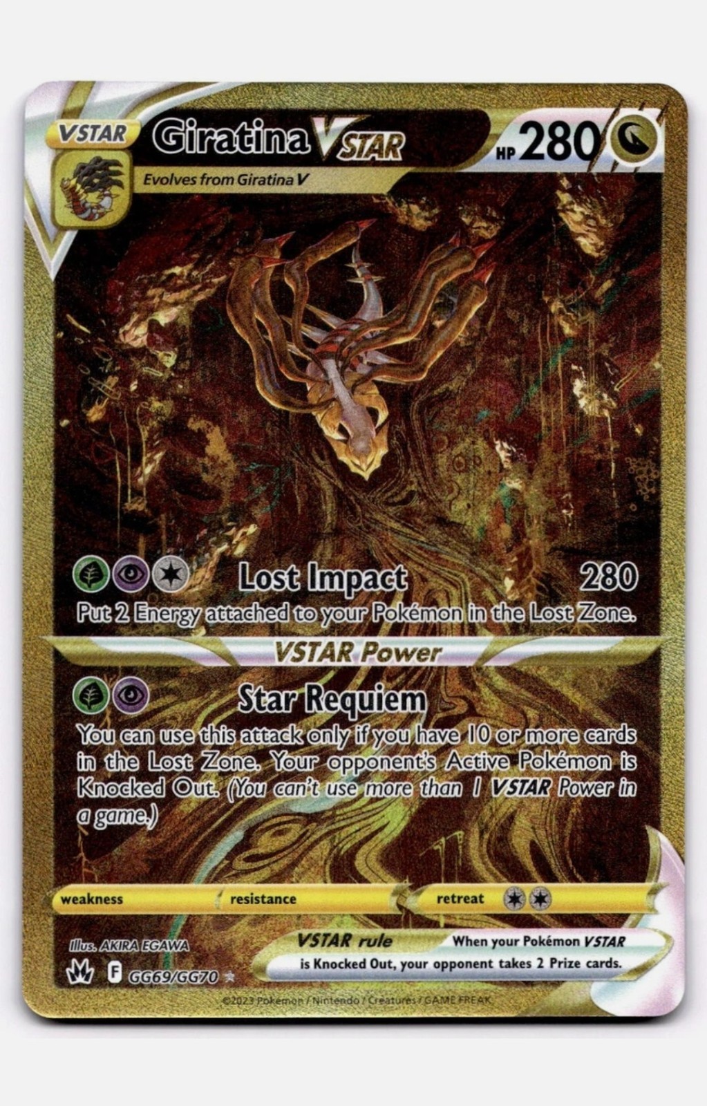 Giratina VSTAR GG69/GG70 Crown Zenith Galarian Gallery Secret Rare Pokemon - LP Giratina VSTAR GG69/GG70 Crown Zenith Galarian Gallery Secret Rare Pokemon - LP