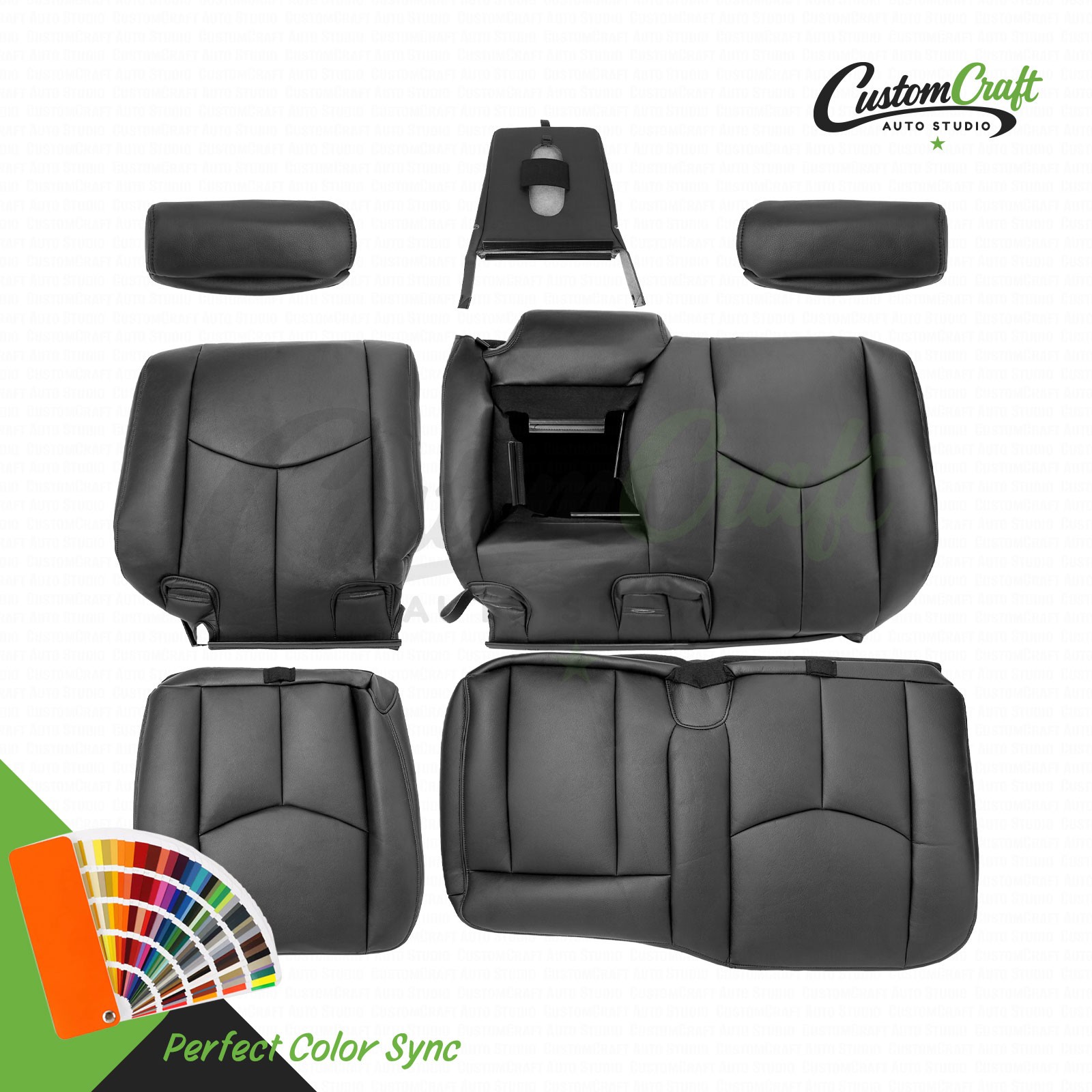 7PCS For 2003 - 2006Chevrolet Silverado Avalanche REAR Row Seat Cover Black