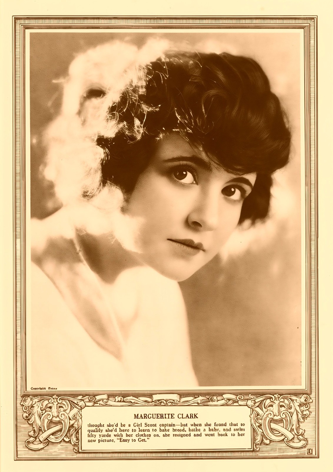 MARGUERITE CLARK - Early Silent Screen Actor in 1920 - 5 x 7 inch Reprint