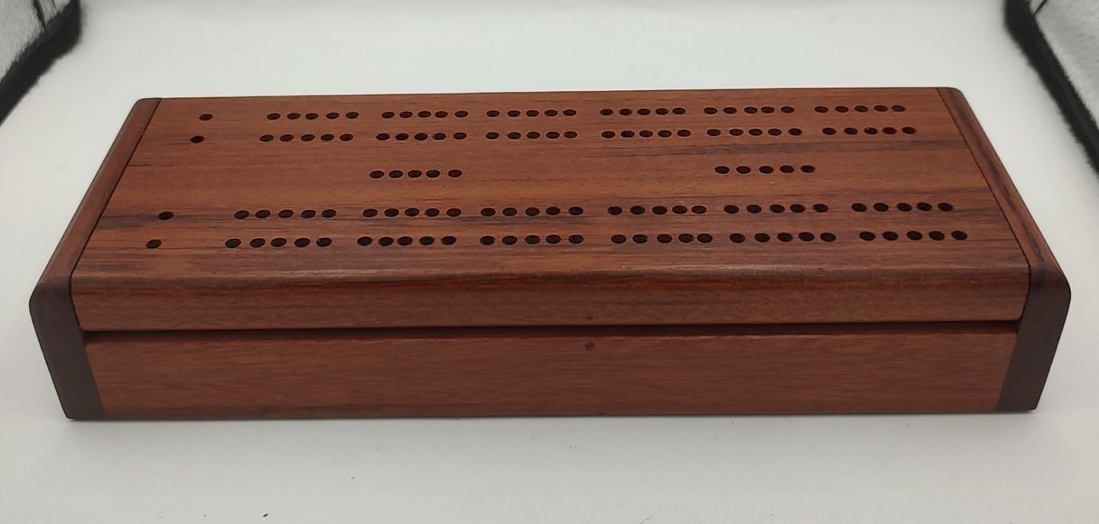 Hand Crafted Vintage Walnut Cribbage Board Storage Box