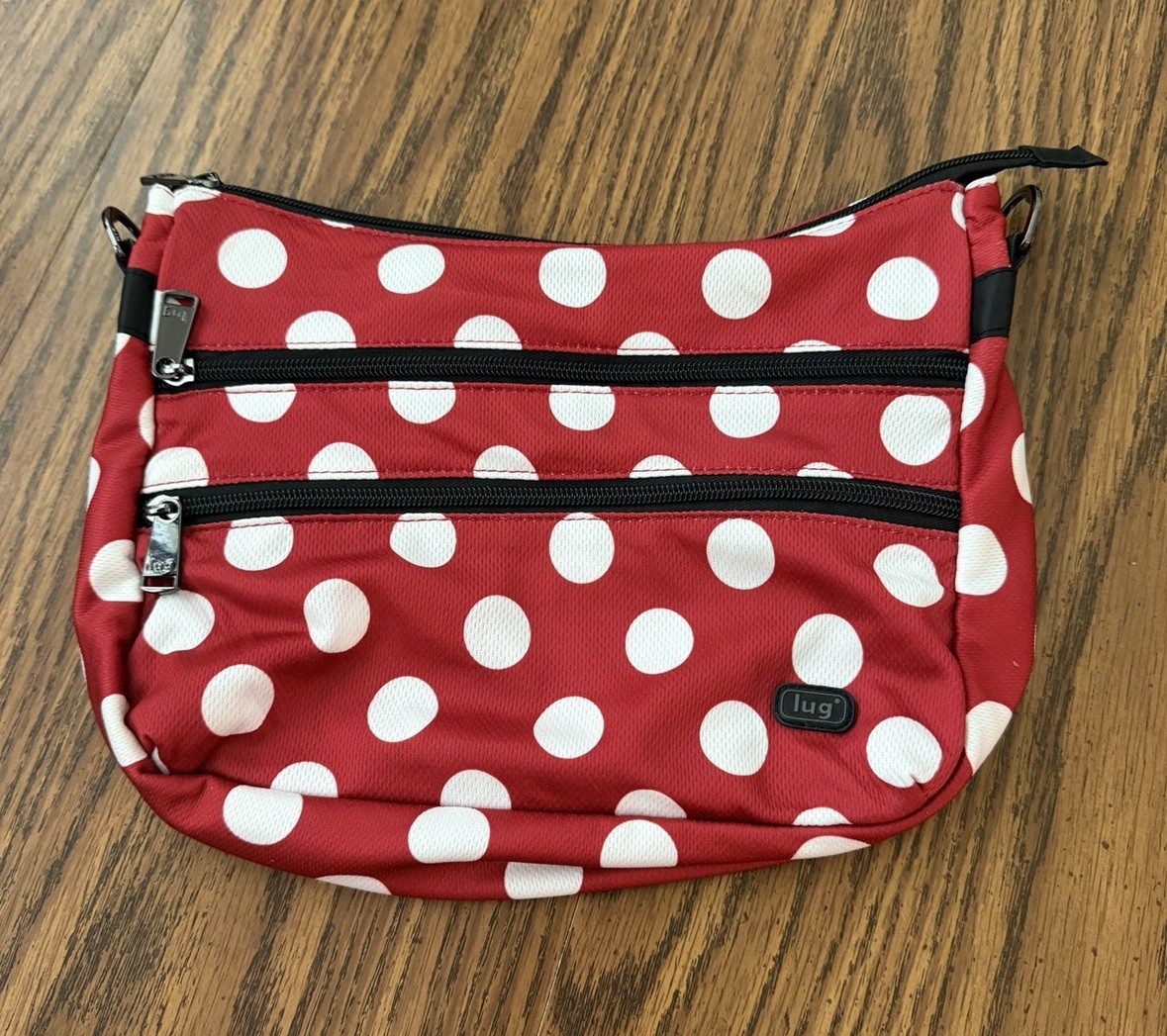 EUC Lug Freestyle Slider Organizer Bag Red & White Polka Dot - No shoulder strap