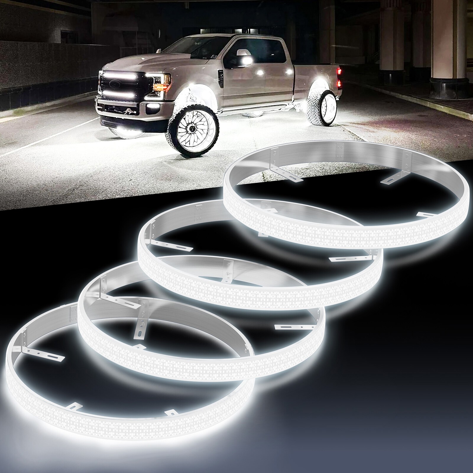 4Rings 15.5'' 5-Row Wheel Lights Strobe Pure White LED Rim Lights for Truck