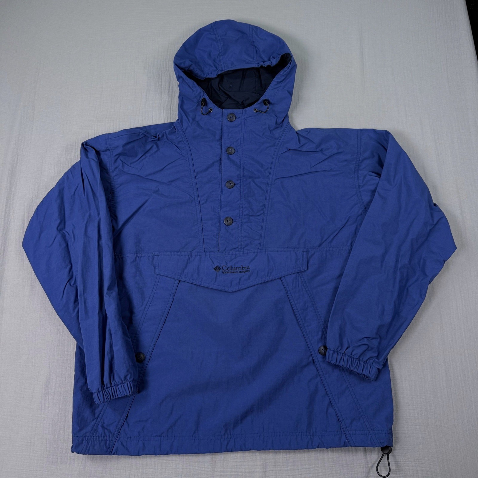 Vintage Columbia Anorak Pullover Mens LargeBlue Nylon Hooded Jacket Y2k 1990s