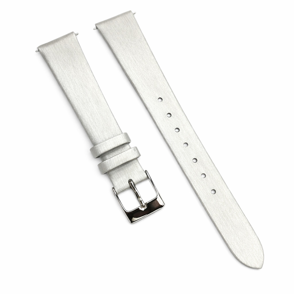 Satin Watch Bands w Quick Release pins Silver (12mm, 14mm, 16mm, 18mm, 20mm)