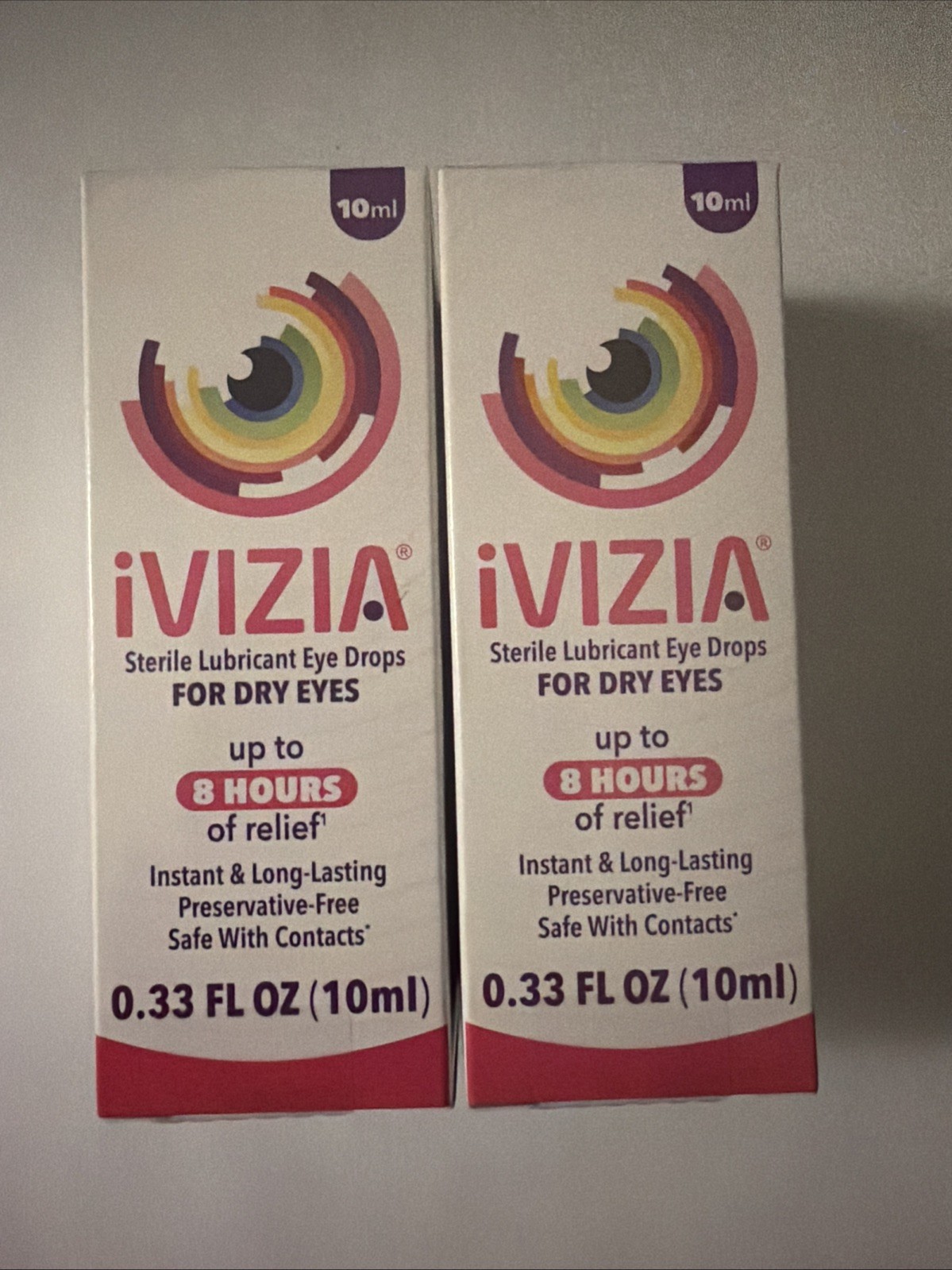 (2) iVIZIA Lubricant Eye Drops 0.33oz (10mL) Exp 2028+ (2) iVIZIA Lubricant Eye Drops 0.33oz (10mL) Exp 2028+