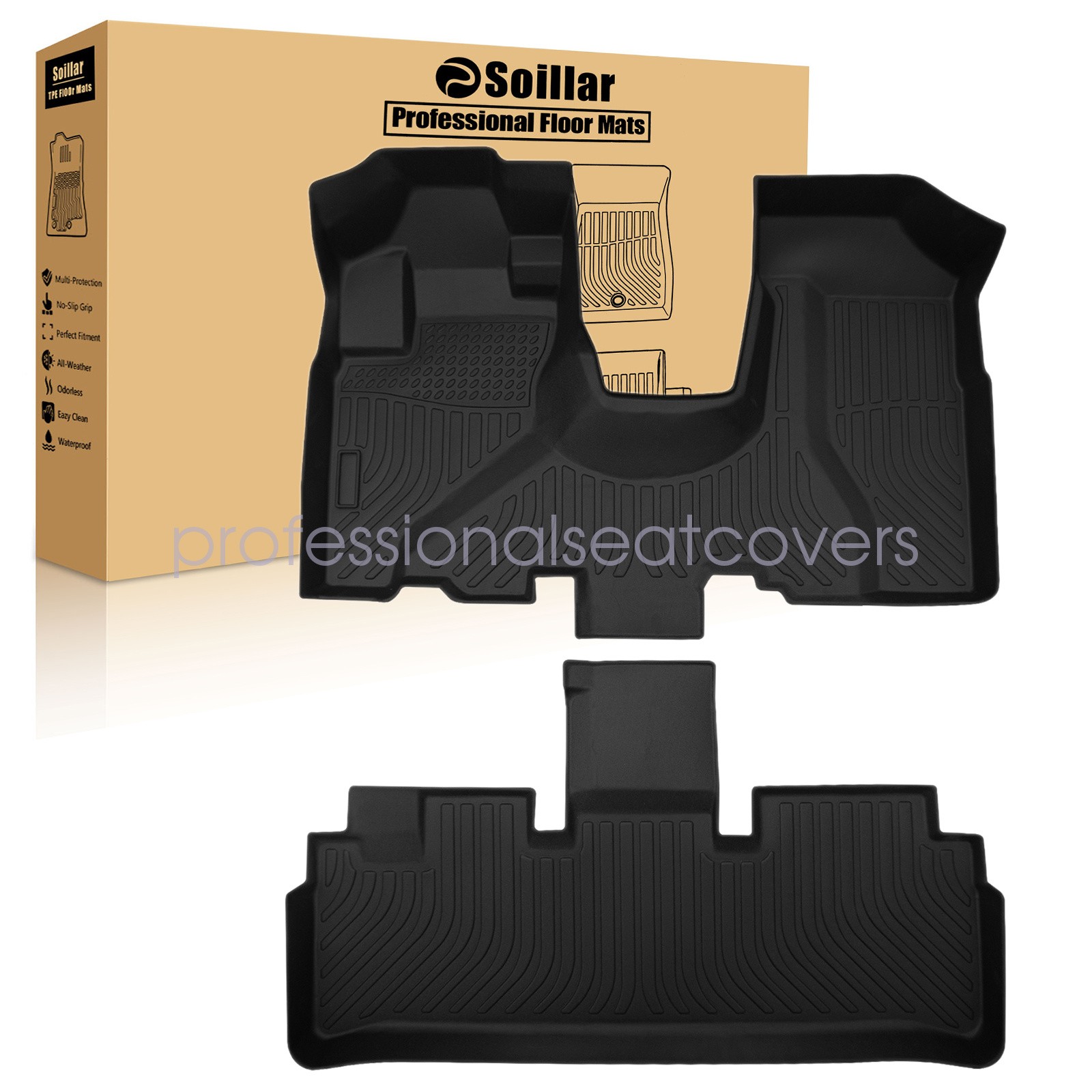 Fits 2002-2006 Honda CR-V TPE 3D Front & 2nd Row Floor Mats Liner Set Black New