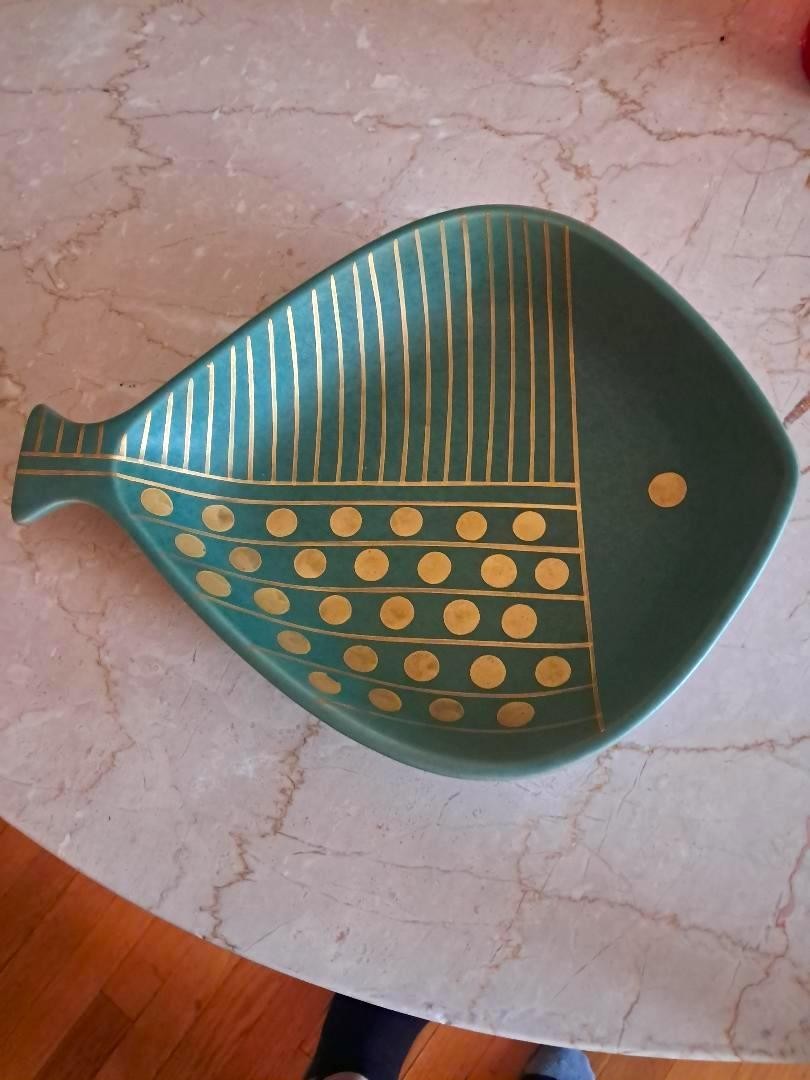 Jonathan Adler Amalfi Fish mid century modern stoneware dish bowl