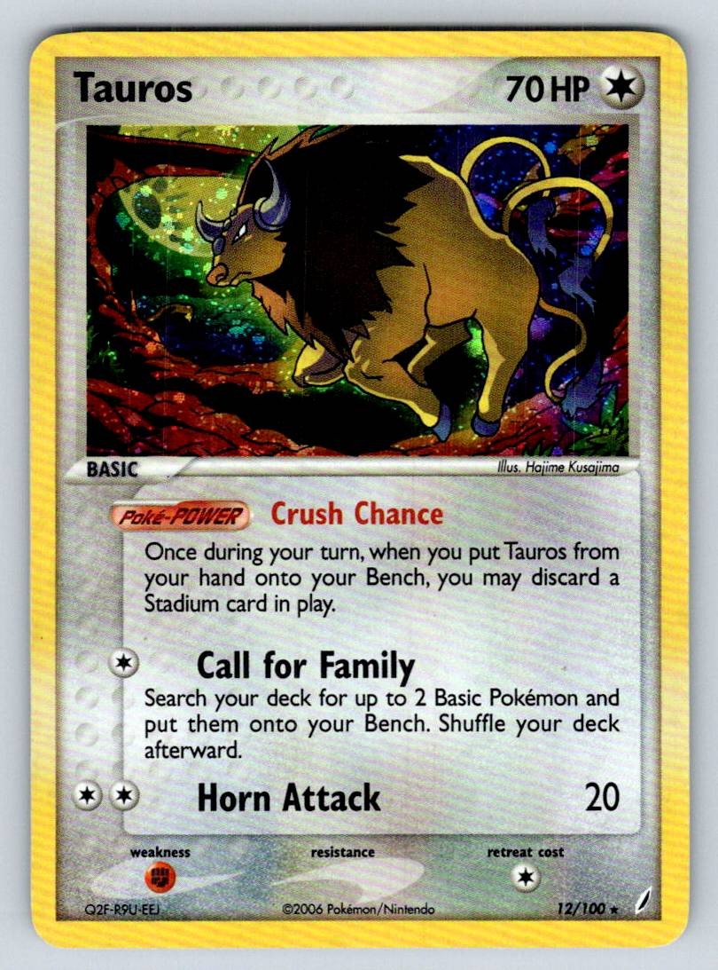 Holofoil Tauros 12/100 EX Crystal Guardians MP Holofoil Tauros 12/100 EX Crystal Guardians MP