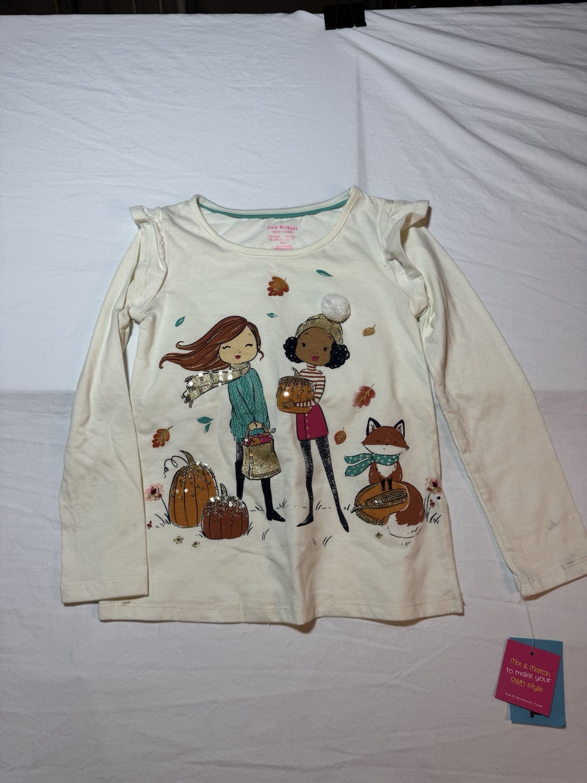 Girls Long Sleeve Shirt Size 5/6 with Fall Design New with Tags