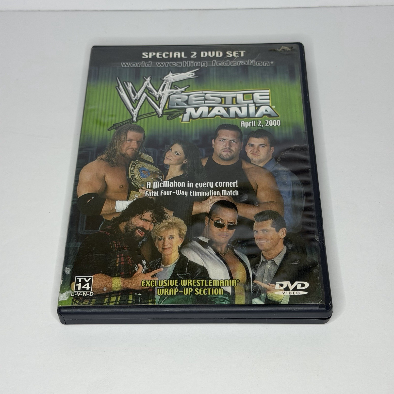 WWF WWE - WrestleMania 16 DVD, 2-Disc Triple H The Rock Kurt Angle RARE OOP 2000 WWF WWE - WrestleMania 16 DVD, 2-Disc Triple H The Rock Kurt Angle RARE OOP 2000