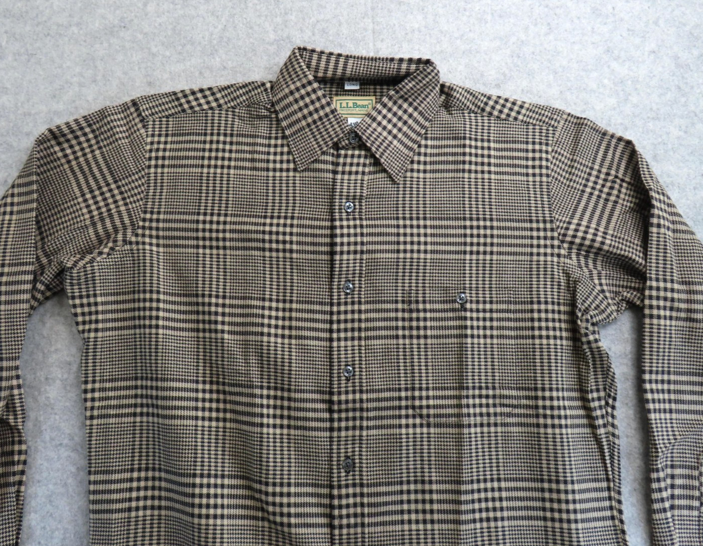 Vintage L.L. Bean Shirt Mens LT Beige Glen Plaid Cotton Made USA Long Sleeve 90s Vintage L.L. Bean Shirt Mens LT Beige Glen Plaid Cotton Made USA Long Sleeve 90s