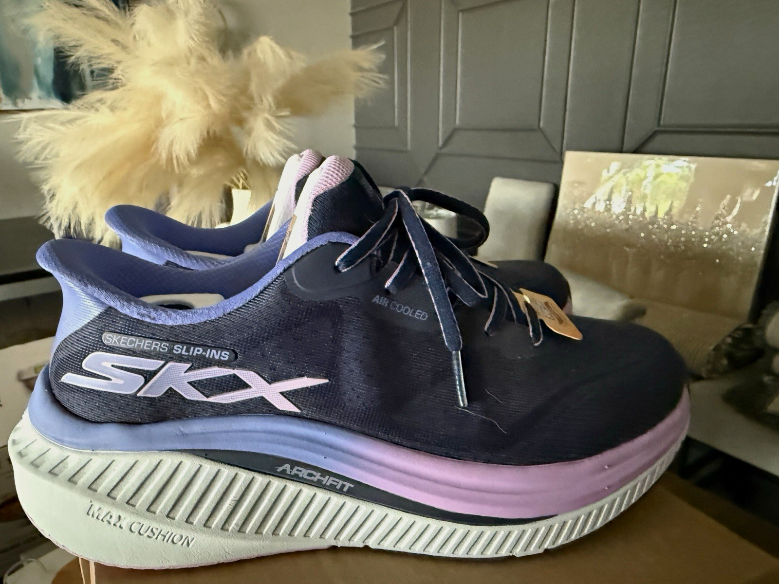 SKECHERS GOwalk Slip-ins Arch Fit Machine Washable Navy/Purple Sneaker 125582 SKECHERS GOwalk Slip-ins Arch Fit Machine Washable Navy/Purple Sneaker 125582