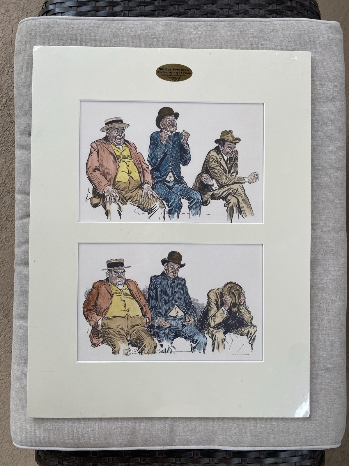 Two Strikes & Bases Full Fanned Out Print by Dana Gibson Signed Hand Colored