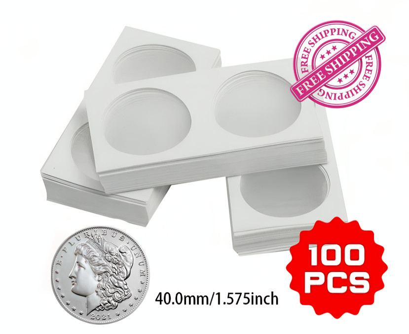400pcs 40mm Coin Flips 2x2 Cardboard Holders Silver Dollar Collectors Bulk