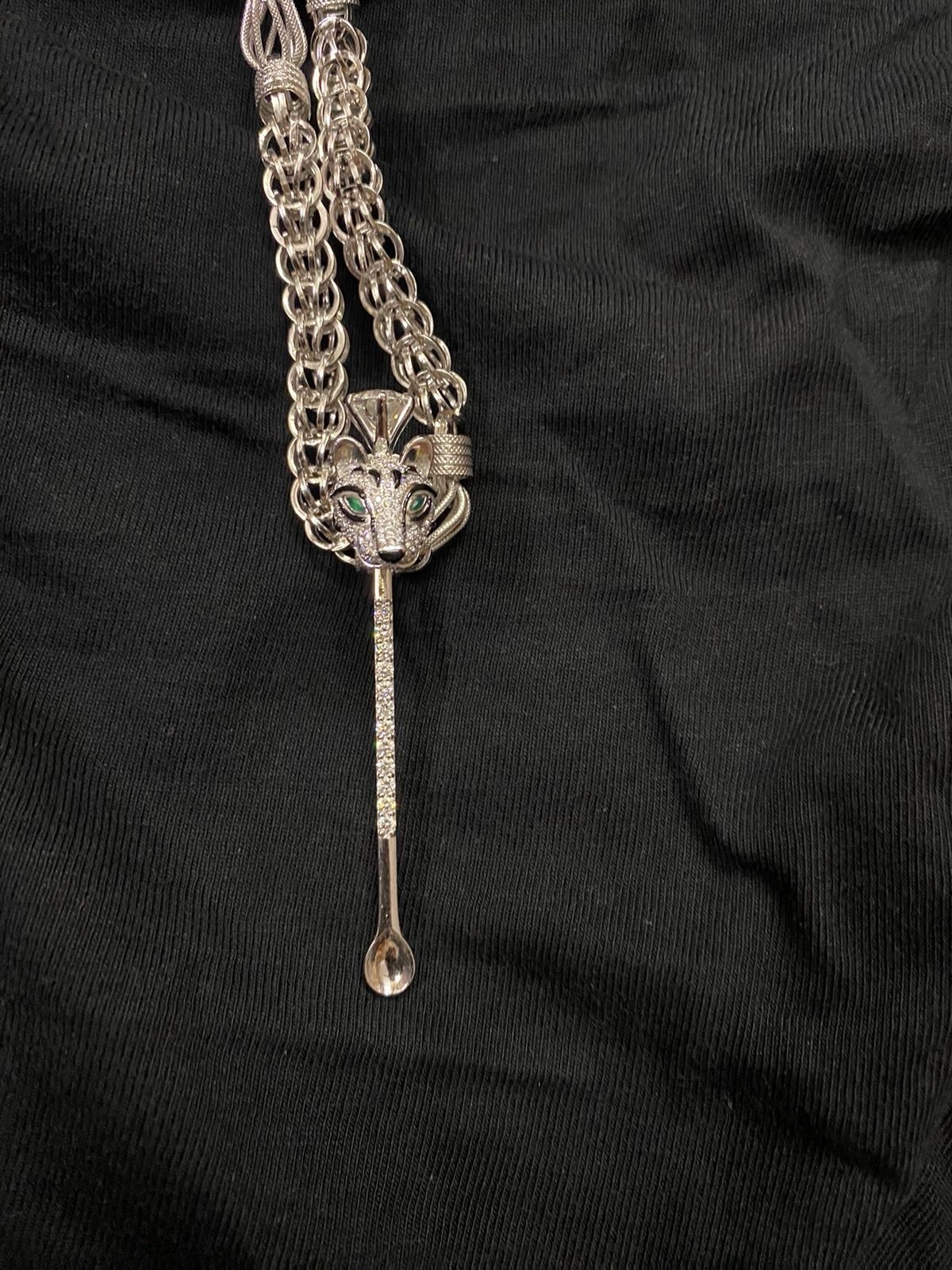 18k White Gold Diamond Spoon Pendant
