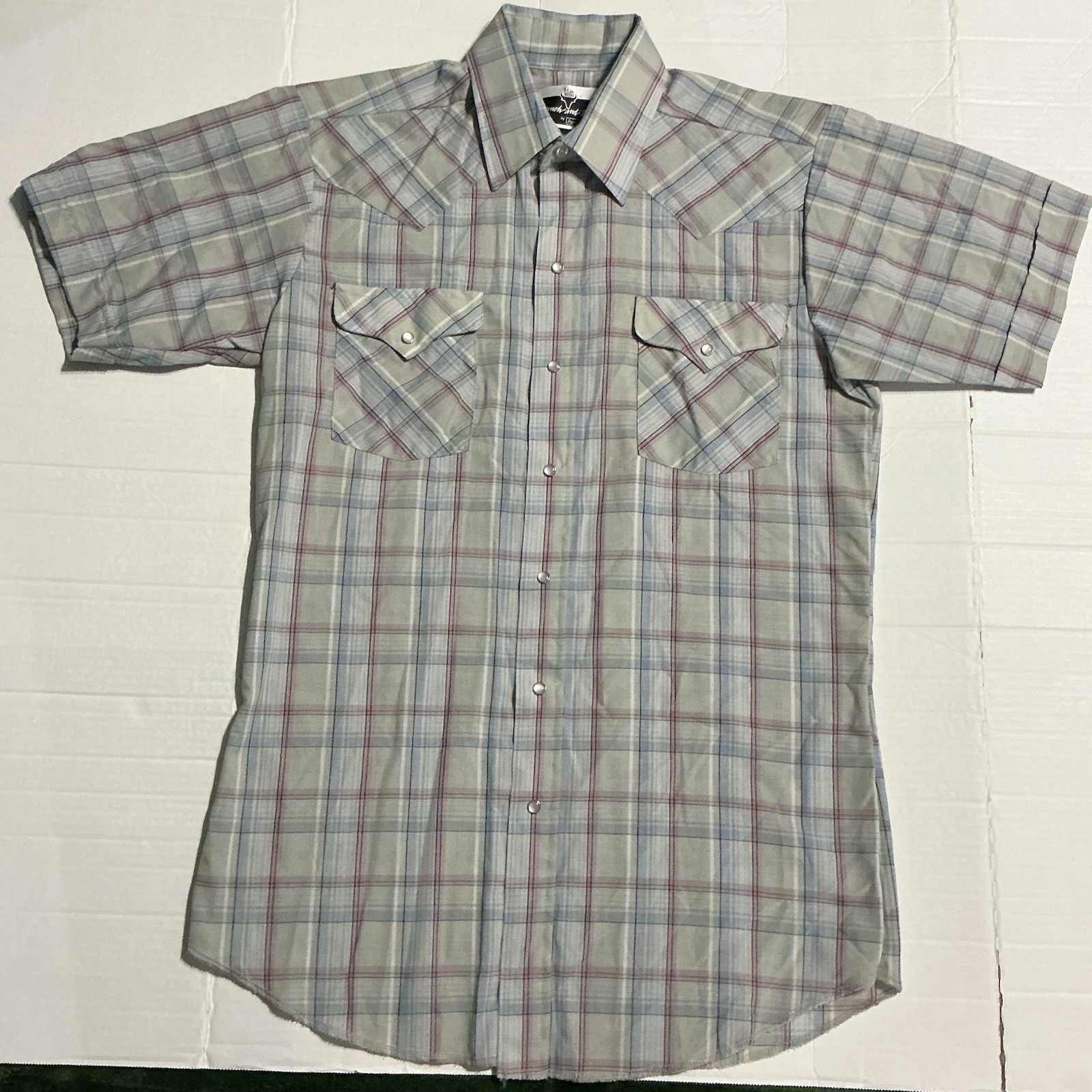 Vintage Ranch and Town by Panhandle Slim Mens Plaid SS Western Shirt 15 1/2 USA