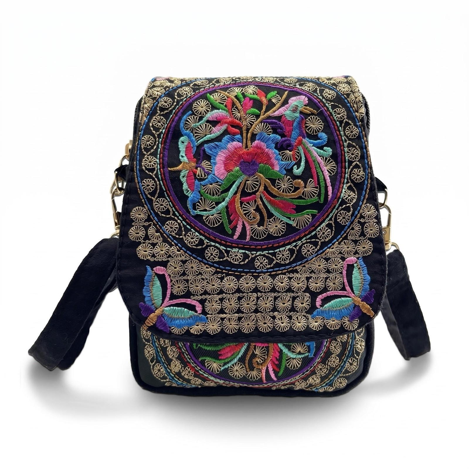 Embroidered Crossbody Bag Boho Ethnic Shoulder Bag Vintage Handmade Women Cellph