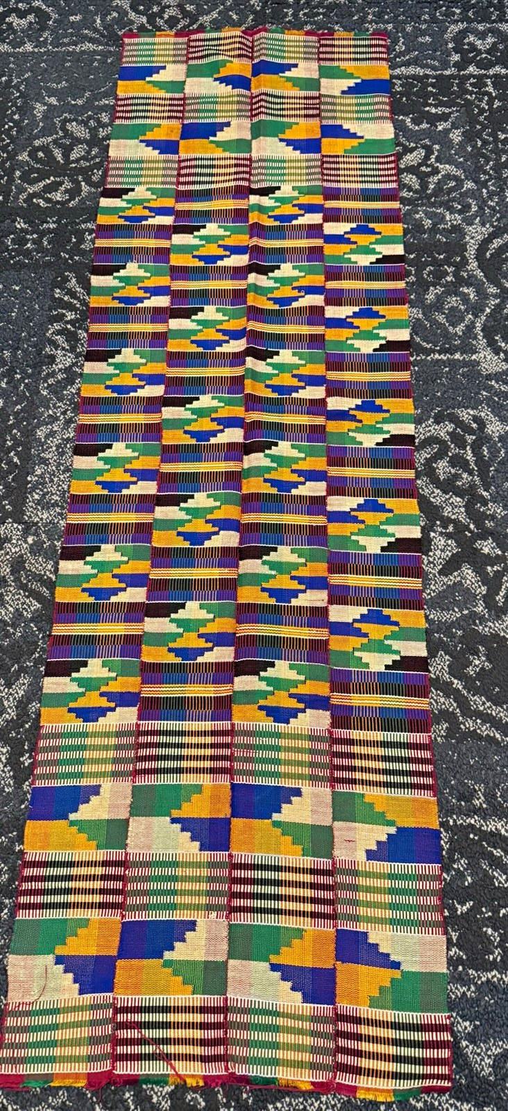 Vintage Handwoven Ghanaian Kente cloth 6\' by 18\ Vintage Handwoven Ghanaian Kente cloth 6\' by 18\
