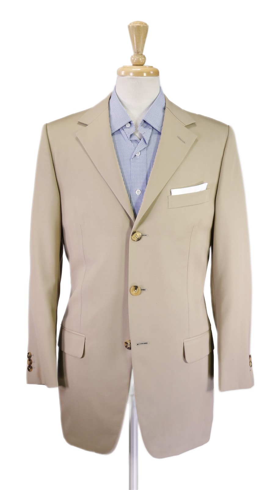 Gianni Versace Couture Vintage Mens Solid Tan 3-Btn Wool Blazer Jacket 38R
