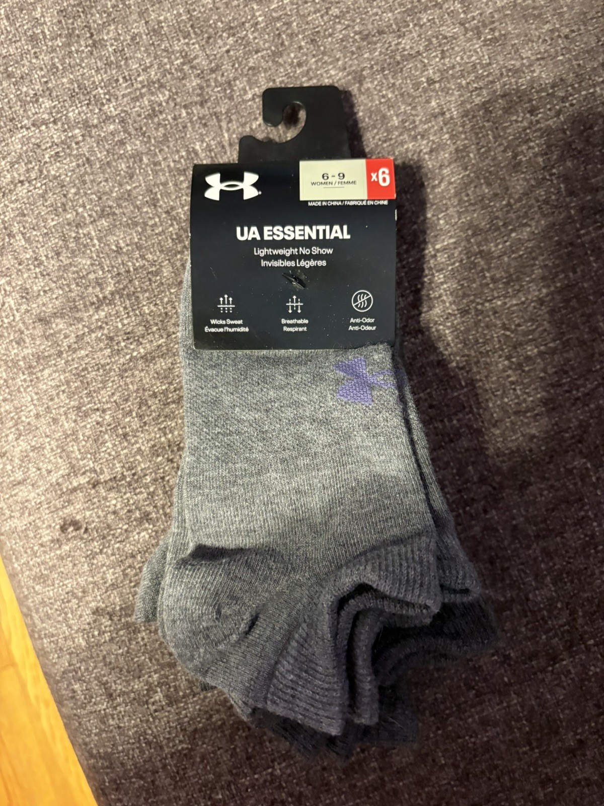 Under Armour UA Essential No Show Socks 6 Pair  Women 6- 9 No Show