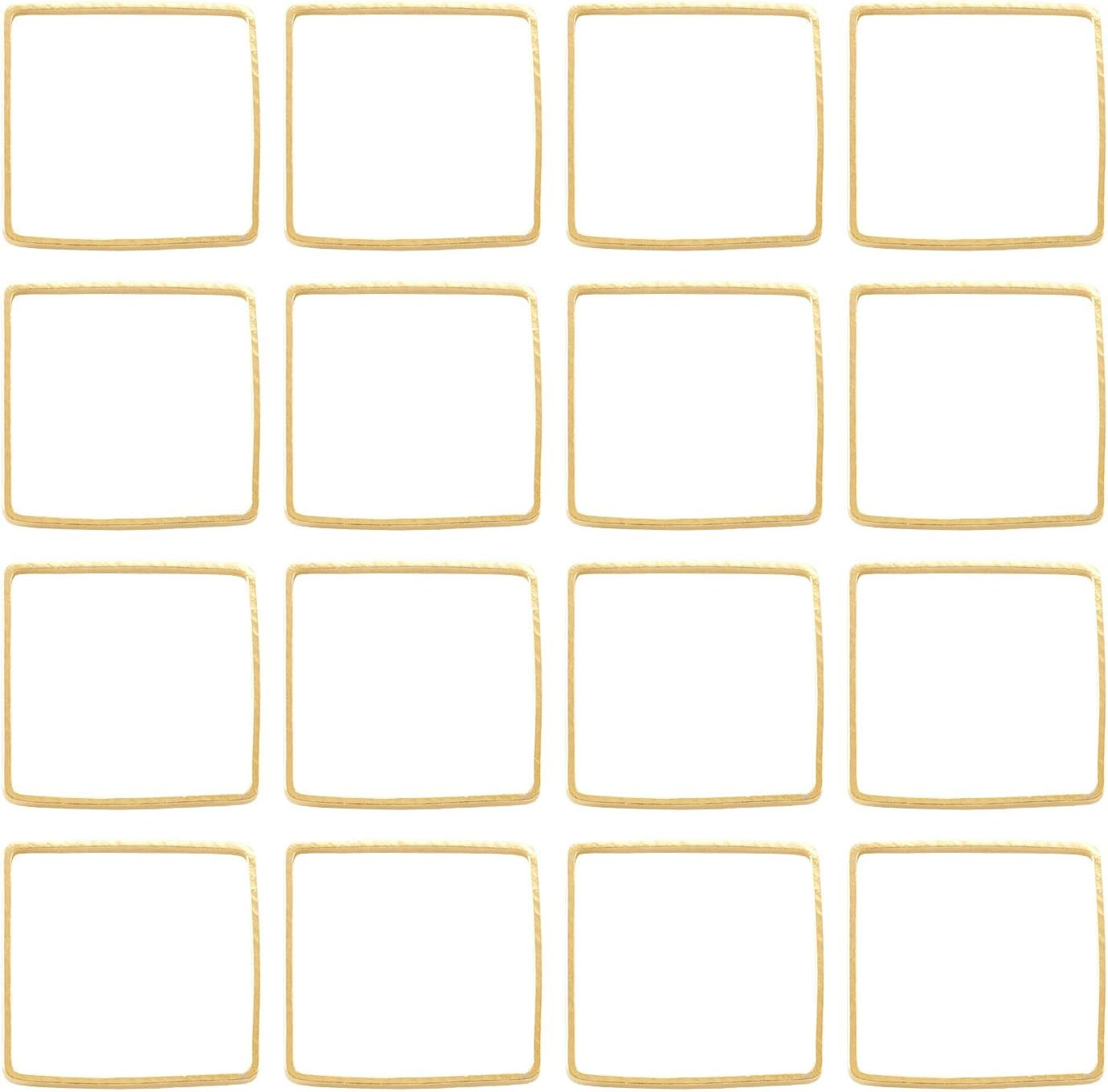 100Pcs Golden Square Linking Rings Brass Hollow Geometric Frames Open