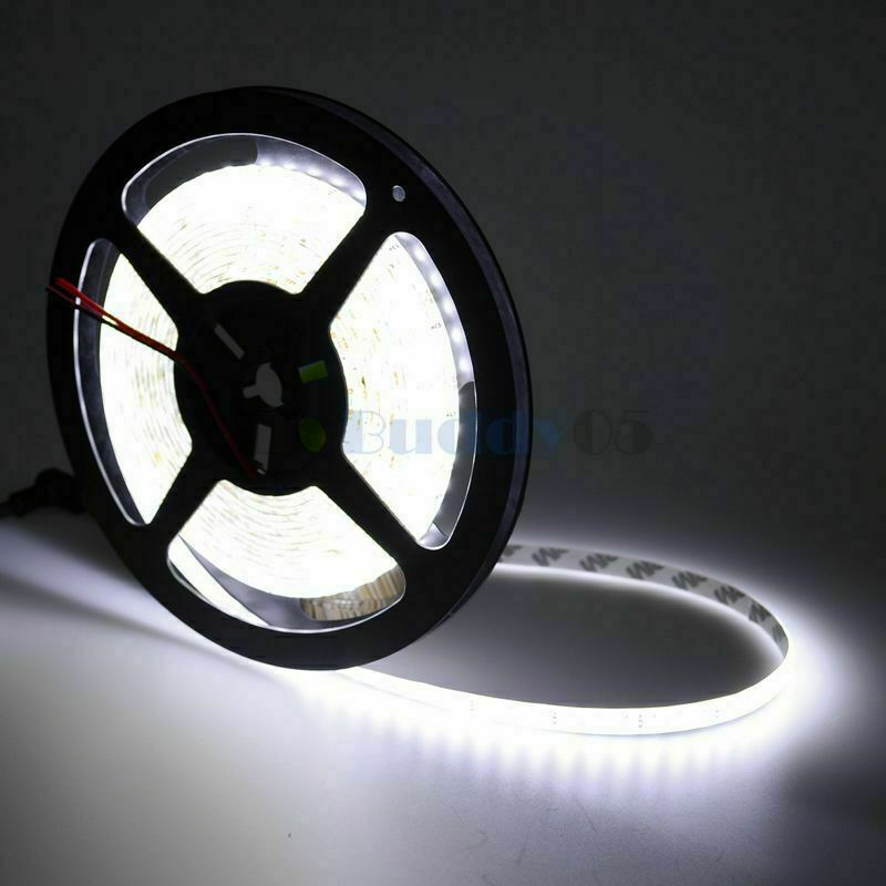 16.4FT Super Bright 2835 600 LED Strip Light Cool White 6000K Flexible DC12V 8mm