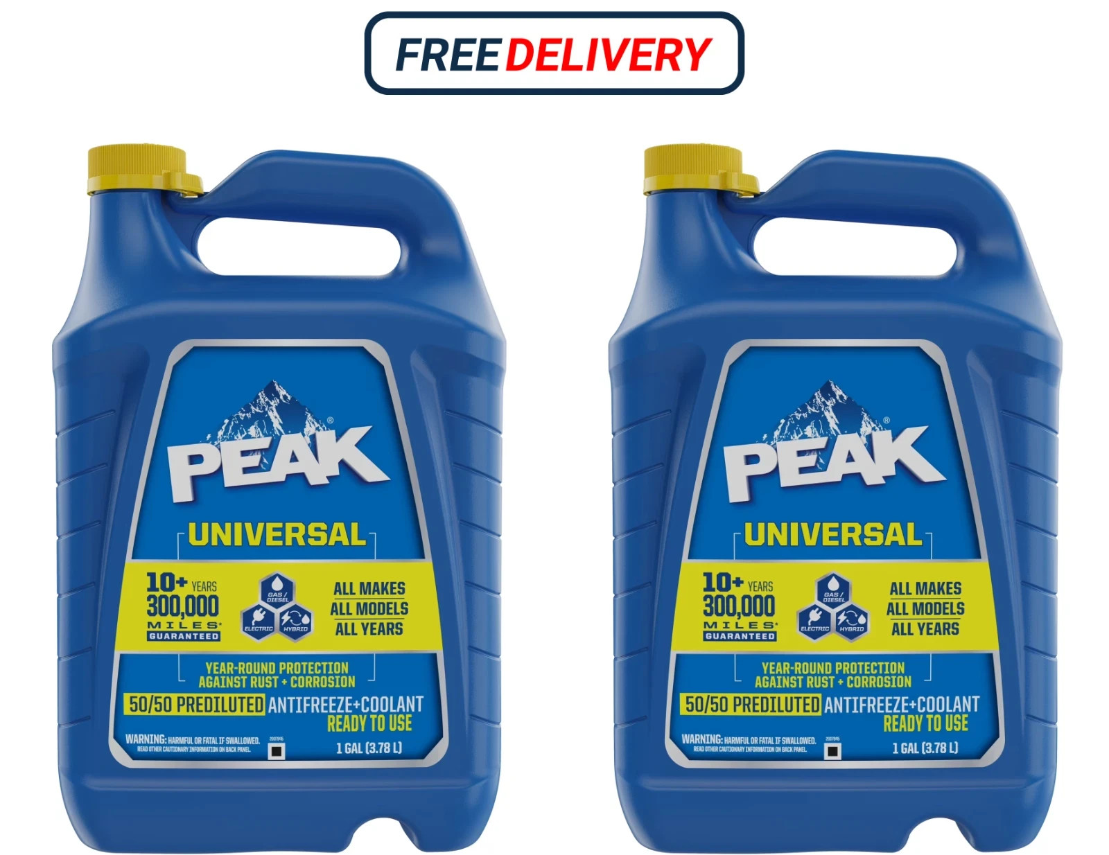 PEAK Universal 50/50 Prediluted Antifreeze + Coolant for All Vehicles, 2 gal PEAK Universal 50/50 Prediluted Antifreeze + Coolant for All Vehicles, 2 gal
