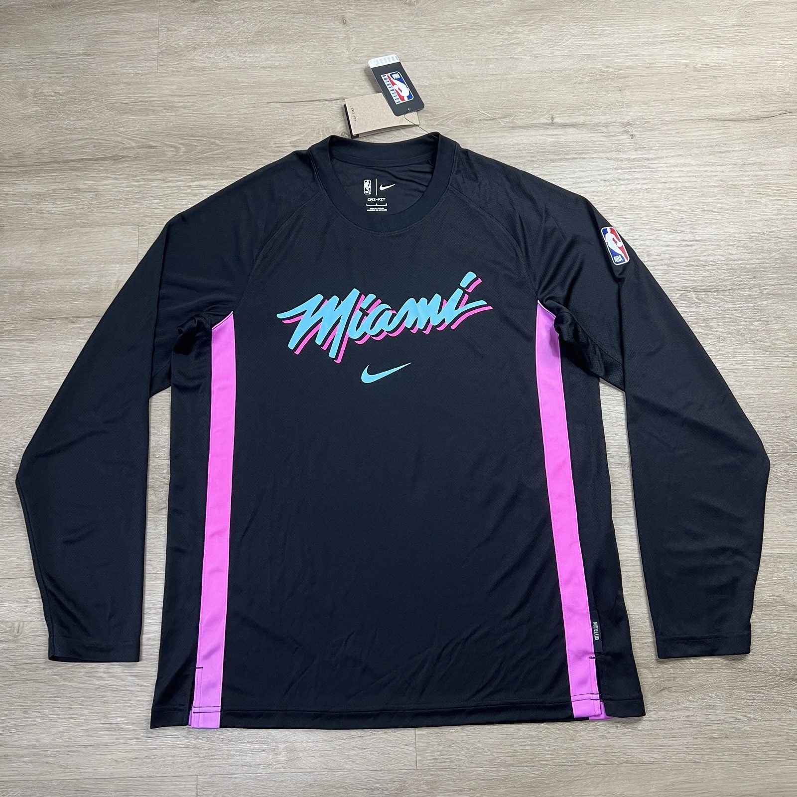 Miami Heat NBA Nike Dri Fit City Edition L/S Performance Shirt Mens Large NWT
