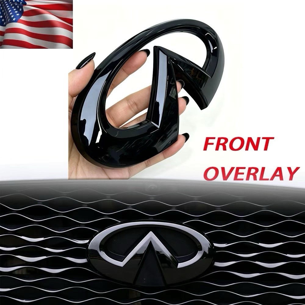 Gloss Black For 2014-2024 Q50 Infiniti Front Grille Nameplate Emblem Badge USA