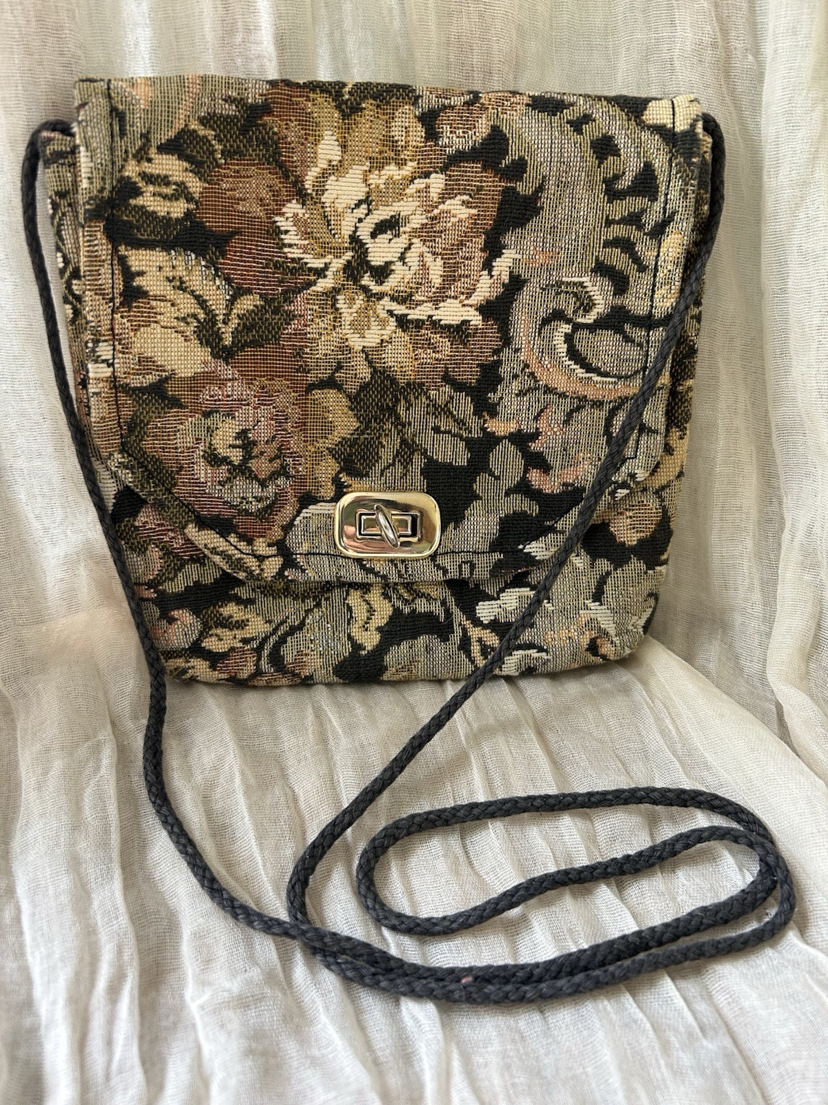 Vintage Handcrafted In The USA Langley Co. Tapestry Small Crossbody Purse
