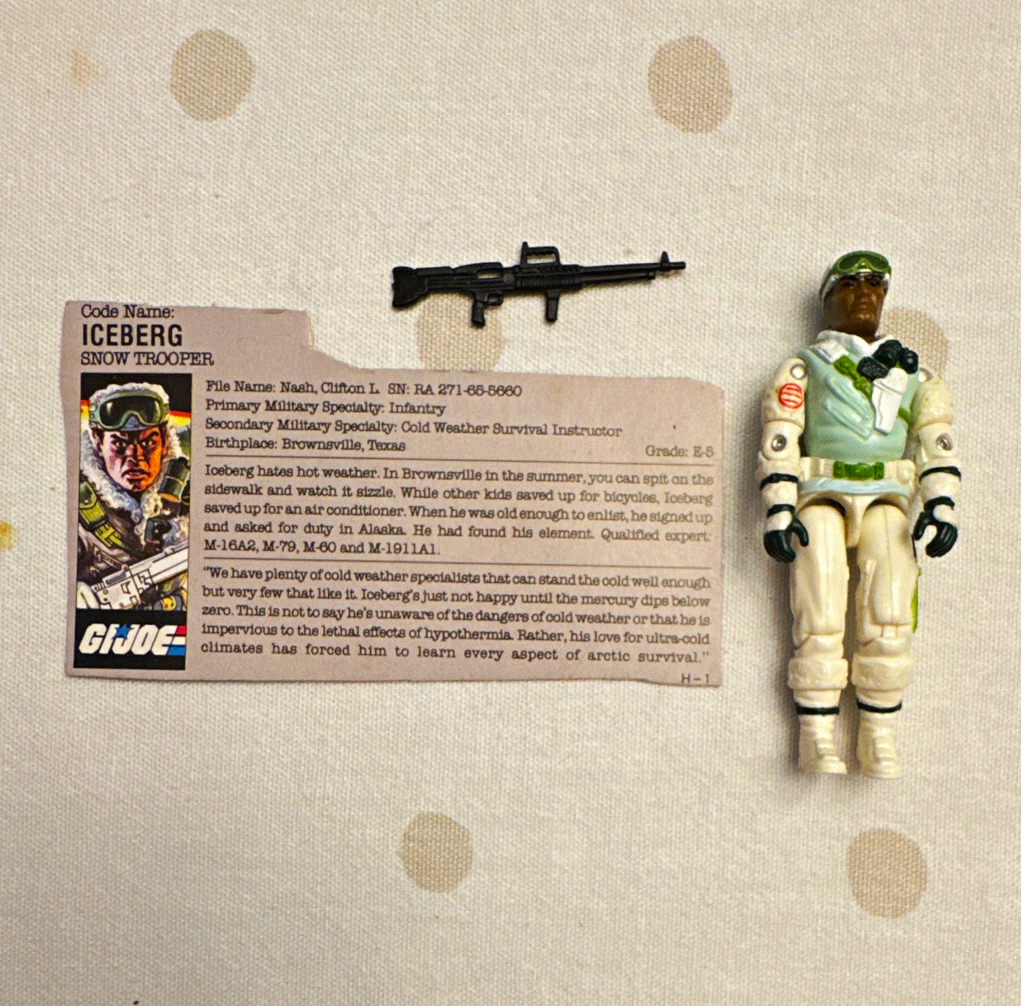 Vintage G.I. Joe Iceberg Snow Trooper Action Figure Plastic w/ Rifle & File Card Vintage G.I. Joe Iceberg Snow Trooper Action Figure Plastic w/ Rifle & File Card