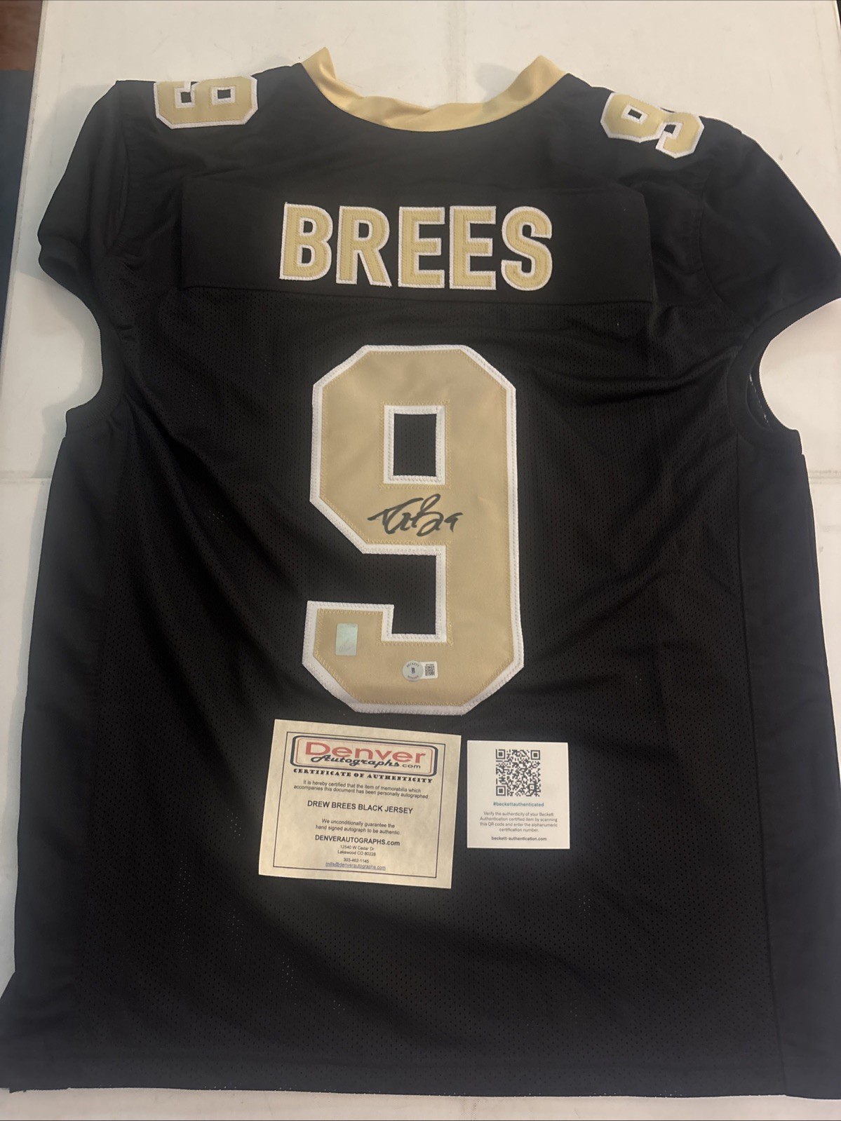 Autographed Drew Brees New Orleans Black Pro Cut Jersey Beckett Authenticated