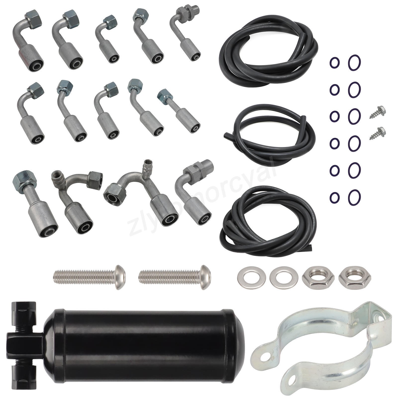 Universal 134a Air Conditioning A/C Extended Length Hose Line Kit Fittings Drier Universal 134a Air Conditioning A/C Extended Length Hose Line Kit Fittings Drier