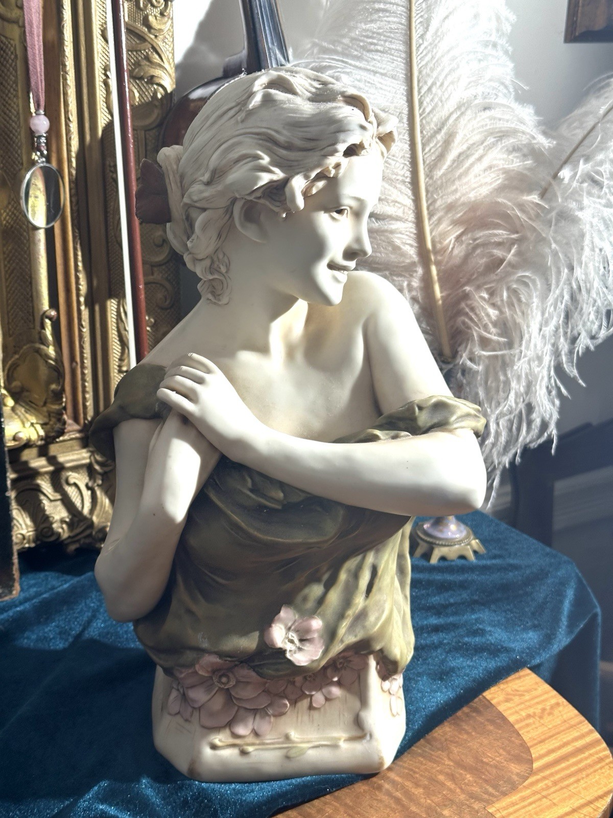 Antique Art Nouveau Royal Dux Bohemia Lady Bust Signed Herm Schubert 1904 Rare