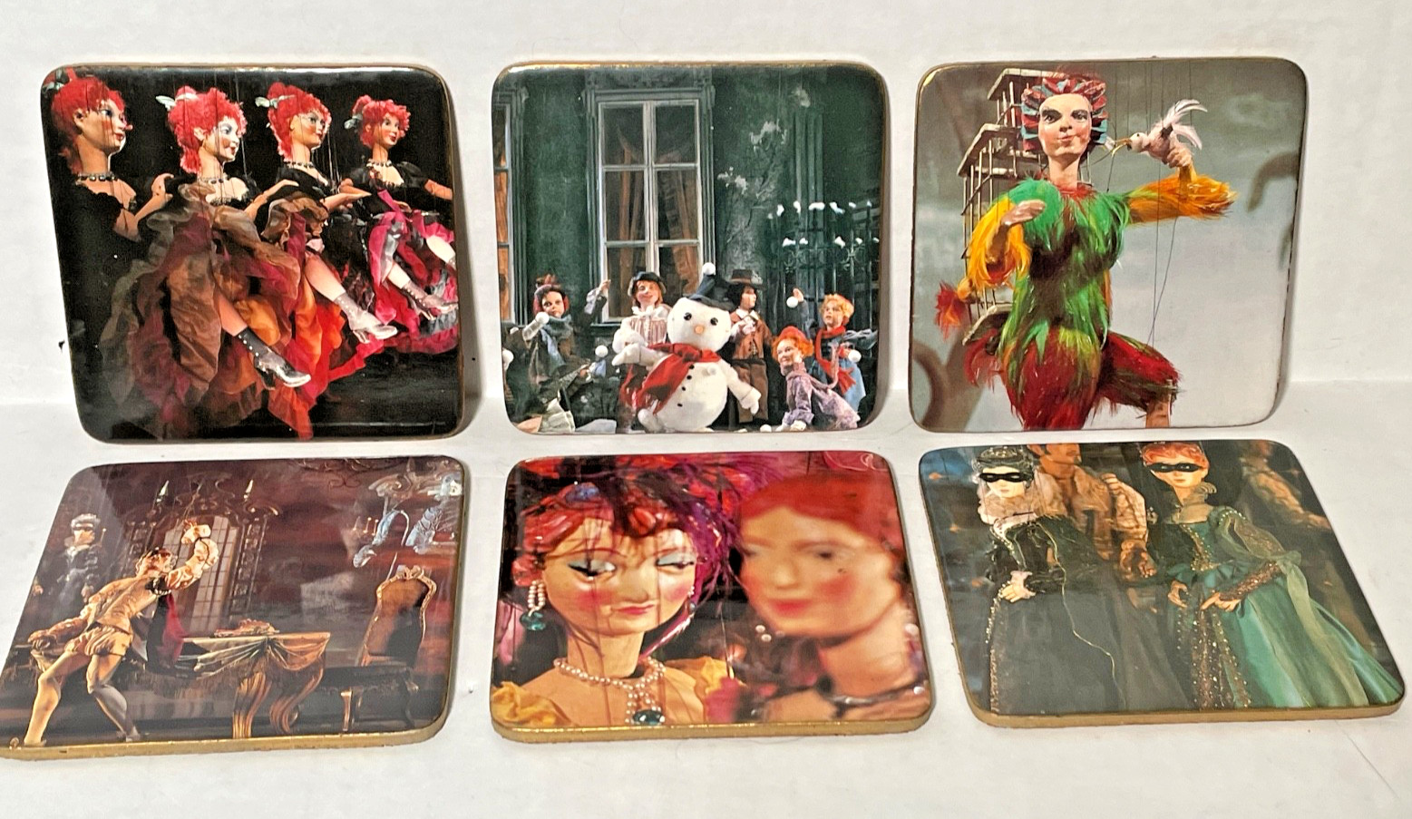 VTG Salzburg Marionettentheater Austria Puppet Art Coasters Set of 6 Box
