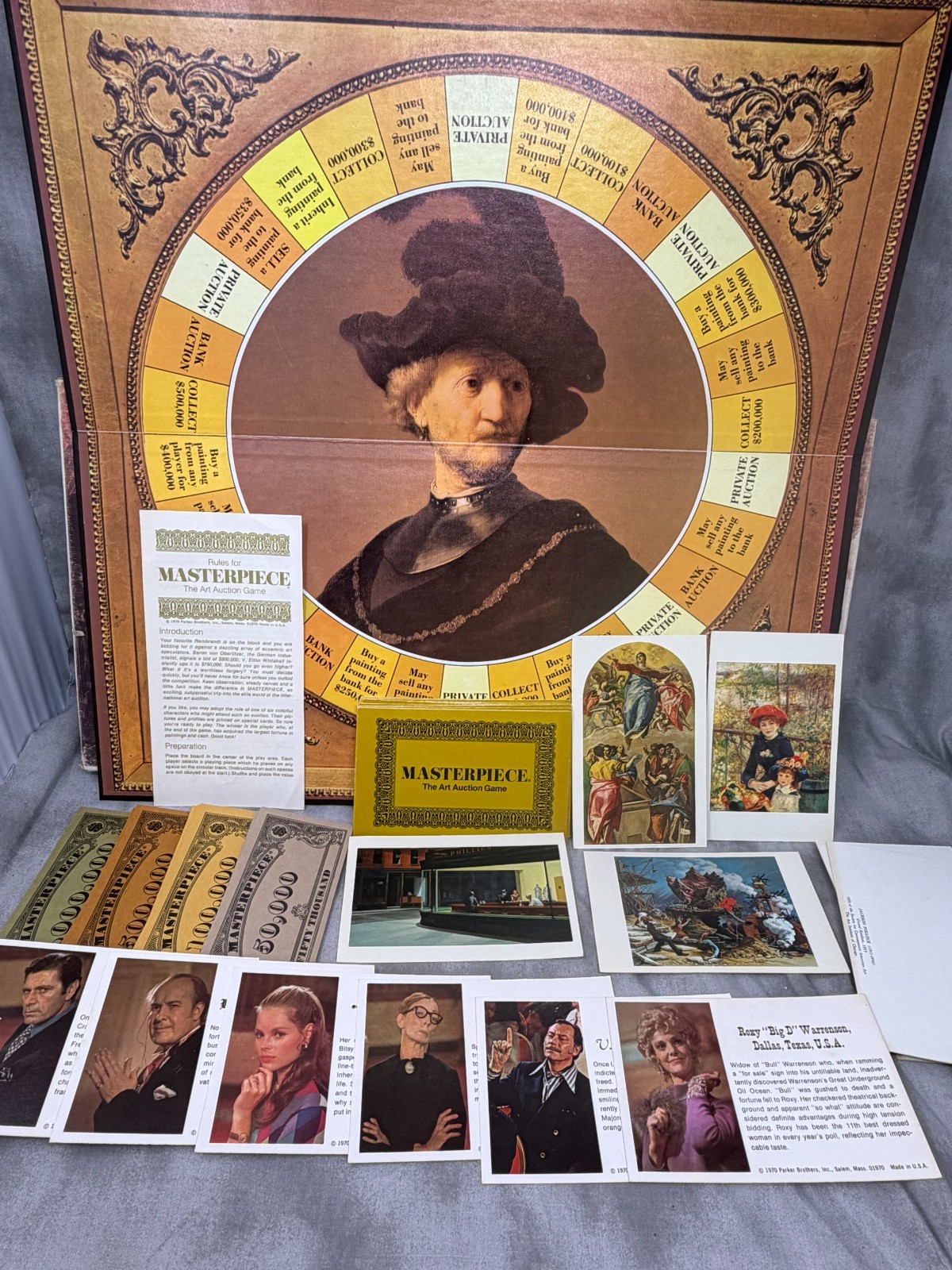 Vintage 1970 Masterpiece Art Auction Board Game Parker Brothers Complete USA