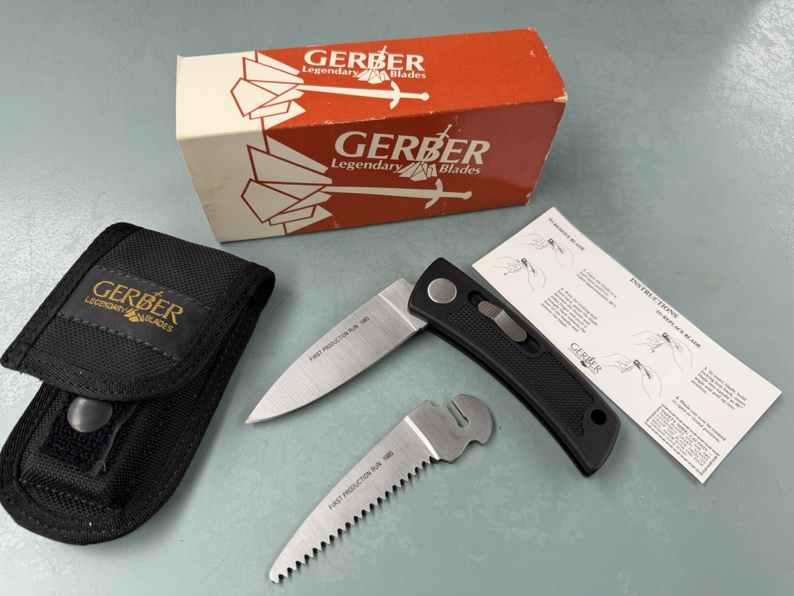 Vintage Gerber USA 7023 Exchange Blade Utility & Saw Folding Knife First Prod Vintage Gerber USA 7023 Exchange Blade Utility & Saw Folding Knife First Prod