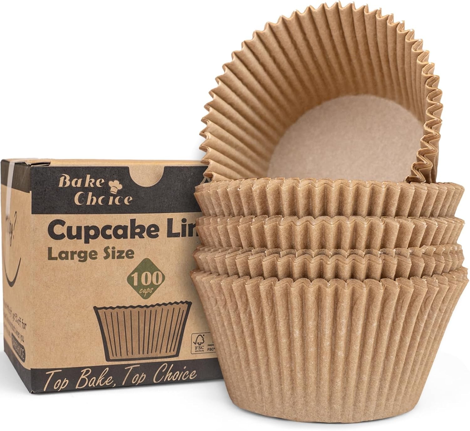 Natural Muffin Liners, 100pcs Jumbo Cupcake Liners for Baking Natural Muffin Liners, 100pcs Jumbo Cupcake Liners for Baking