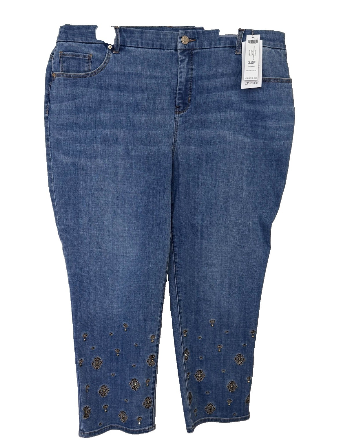 Chicos SO SLIMMING Jeans Woman 18P/3.5P GIRLFRIEND ANKLE EMBELLISHED Crystals Chicos SO SLIMMING Jeans Woman 18P/3.5P GIRLFRIEND ANKLE EMBELLISHED Crystals