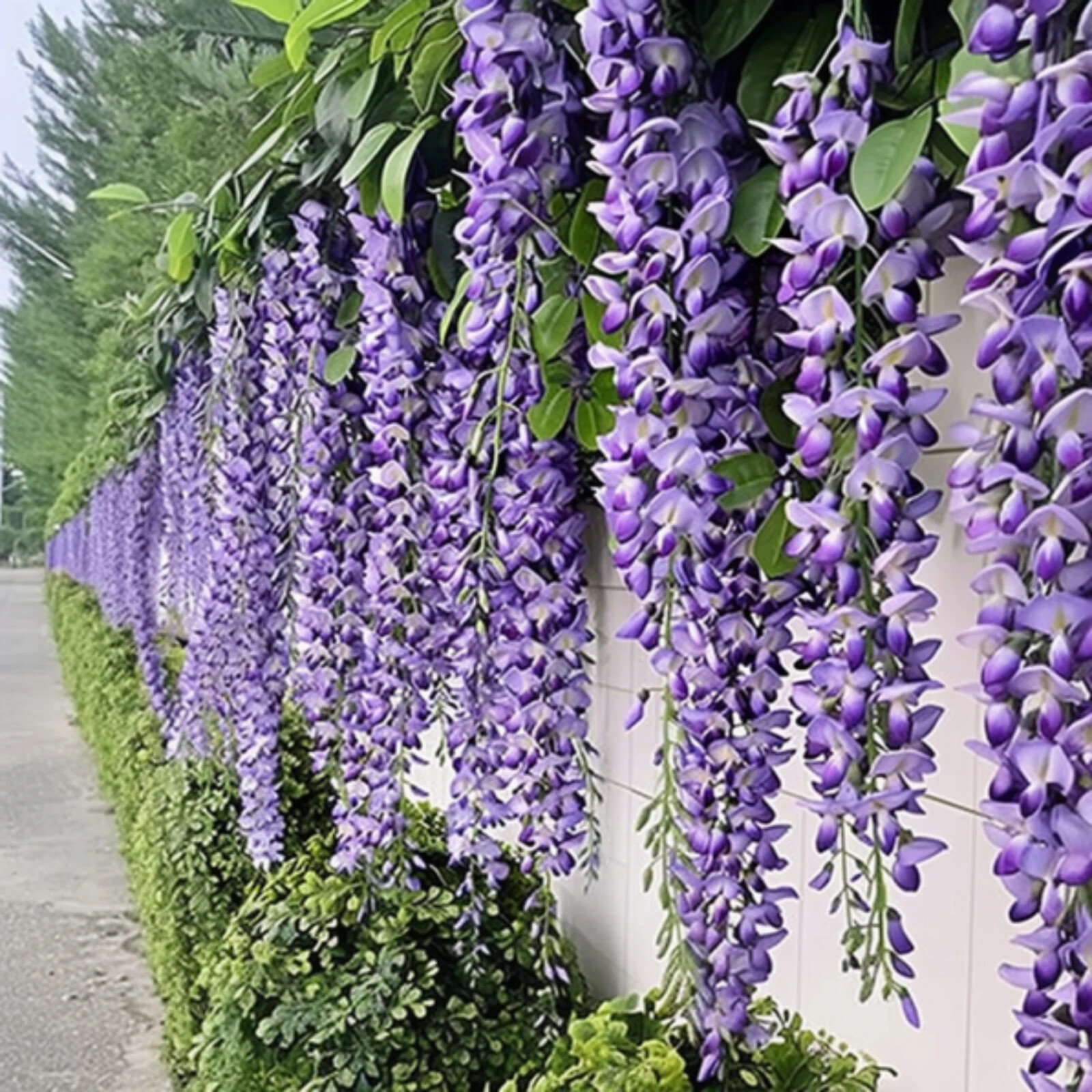 Hanging Faux Purple Wisteria Wedding Floral Decor - 24 pcs, 72 Branches Total