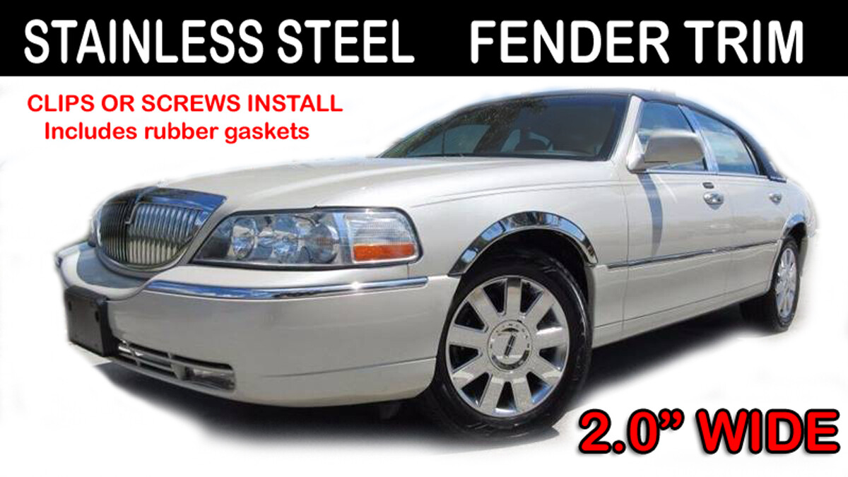 03-10 Town Car 4 PC Set Chrome Polished Stainless Steel Fender Trim for Lincoln